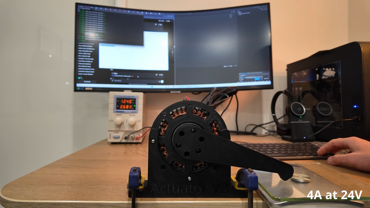 A homemade cycloidal robot actuator on a test bench