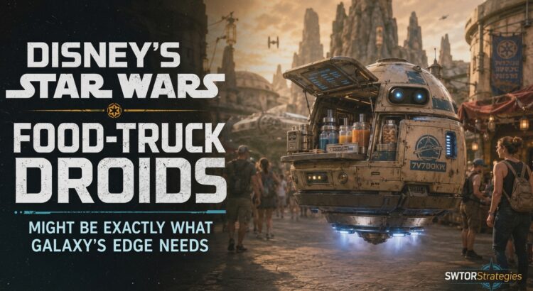 Concept of Disney’s hovering Star Wars food-cart droid for Galaxy’s Edge