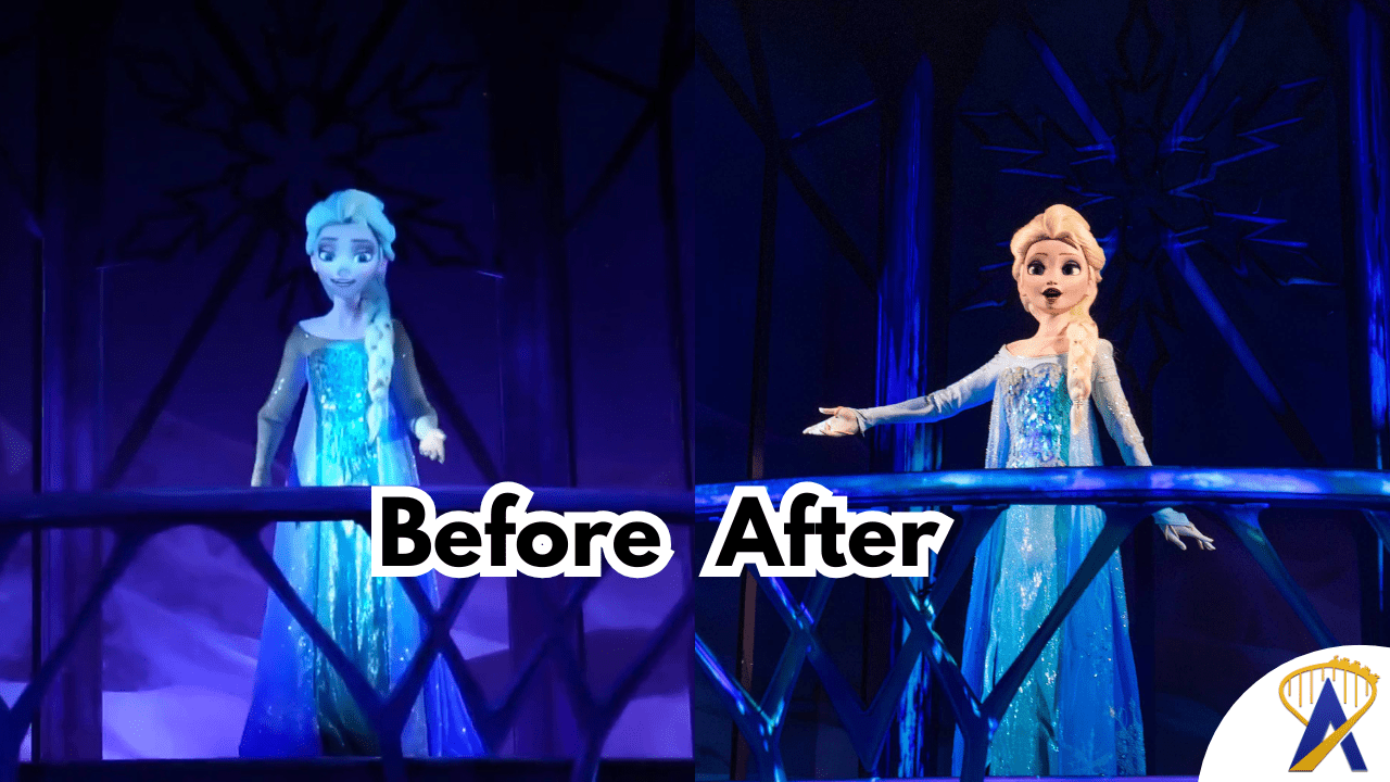 Epcot's new Elsa animatronic with a fully sculpted face