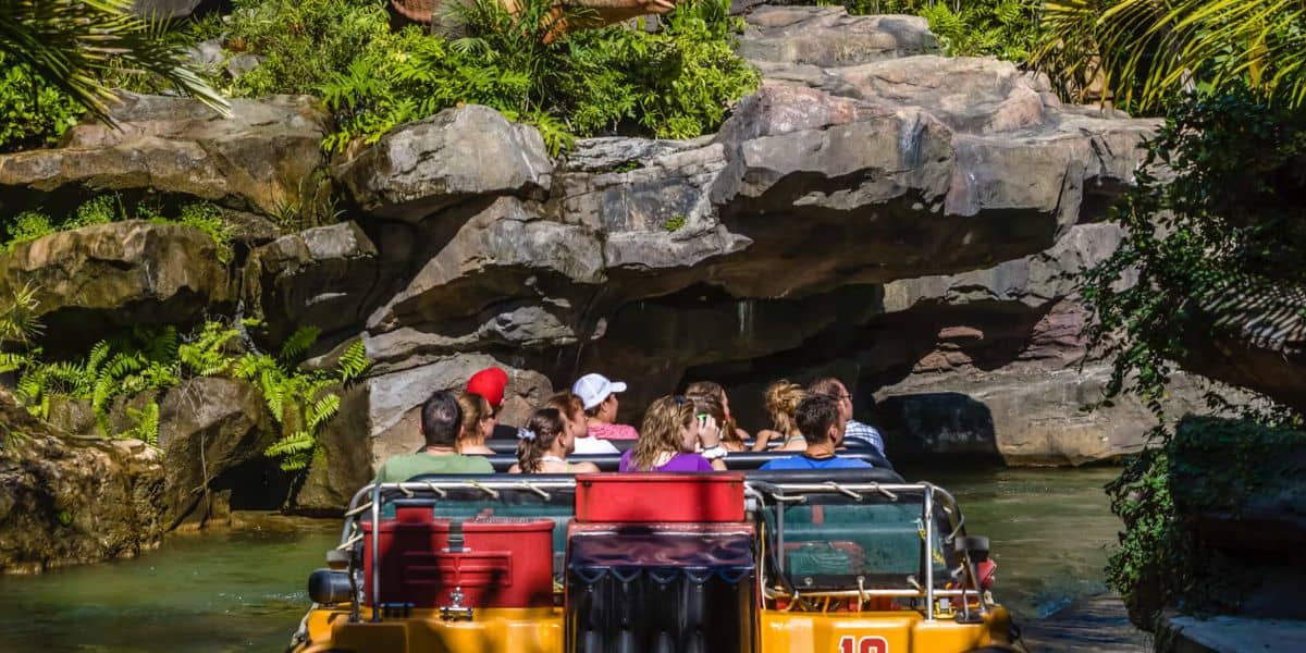 A boat on Jurassic Park River Adventure at Universal Orlando Resort