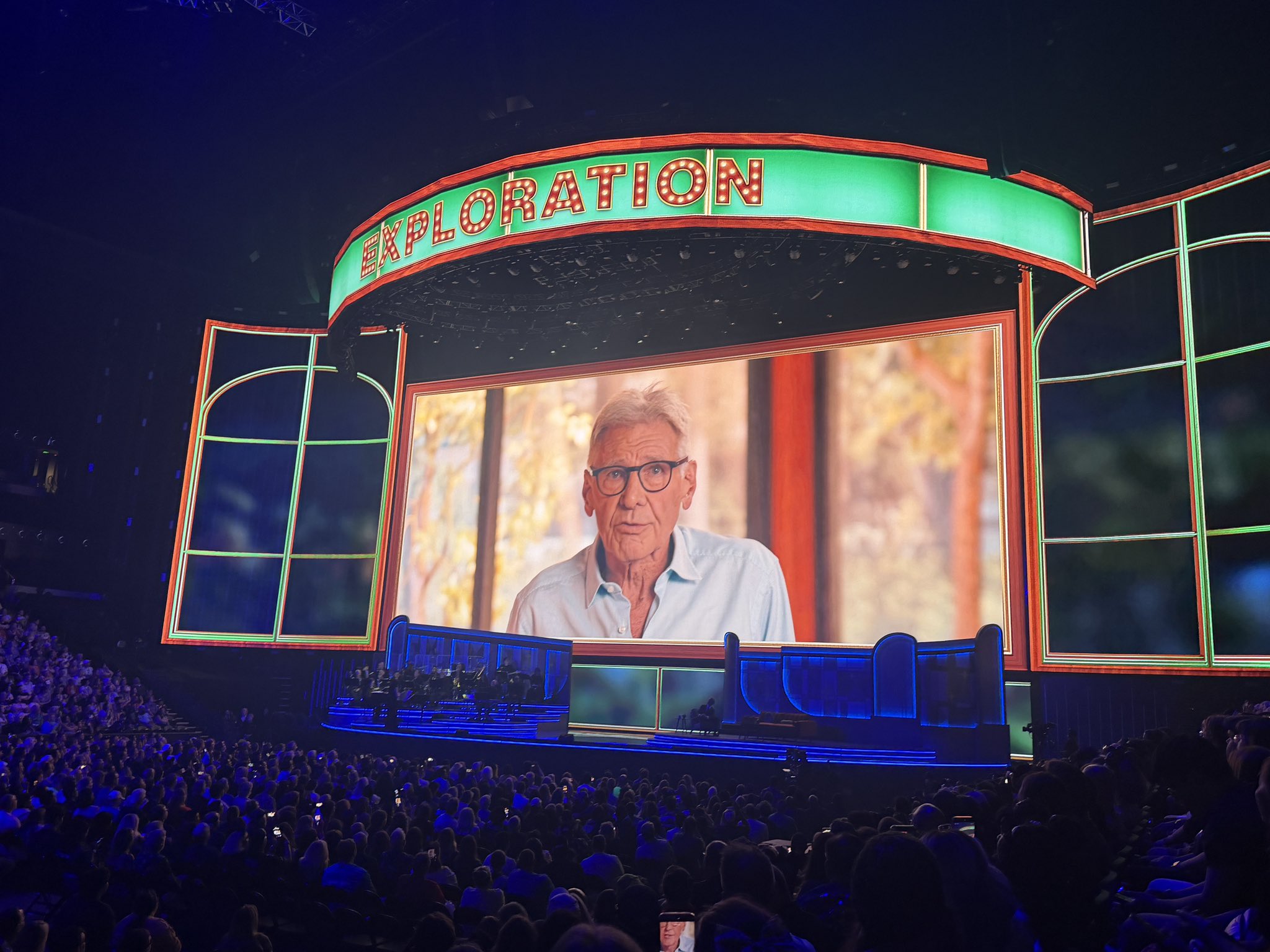 First look at the gigantic Indiana Jones Audio-Animatronics figure, towering over Imagineers at D23