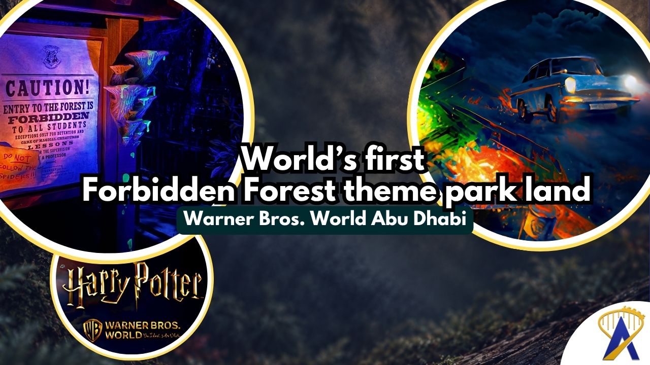 Promotional graphic for the new Harry Potter themed lands coming to Warner Bros. World Yas Island, Abu Dhabi