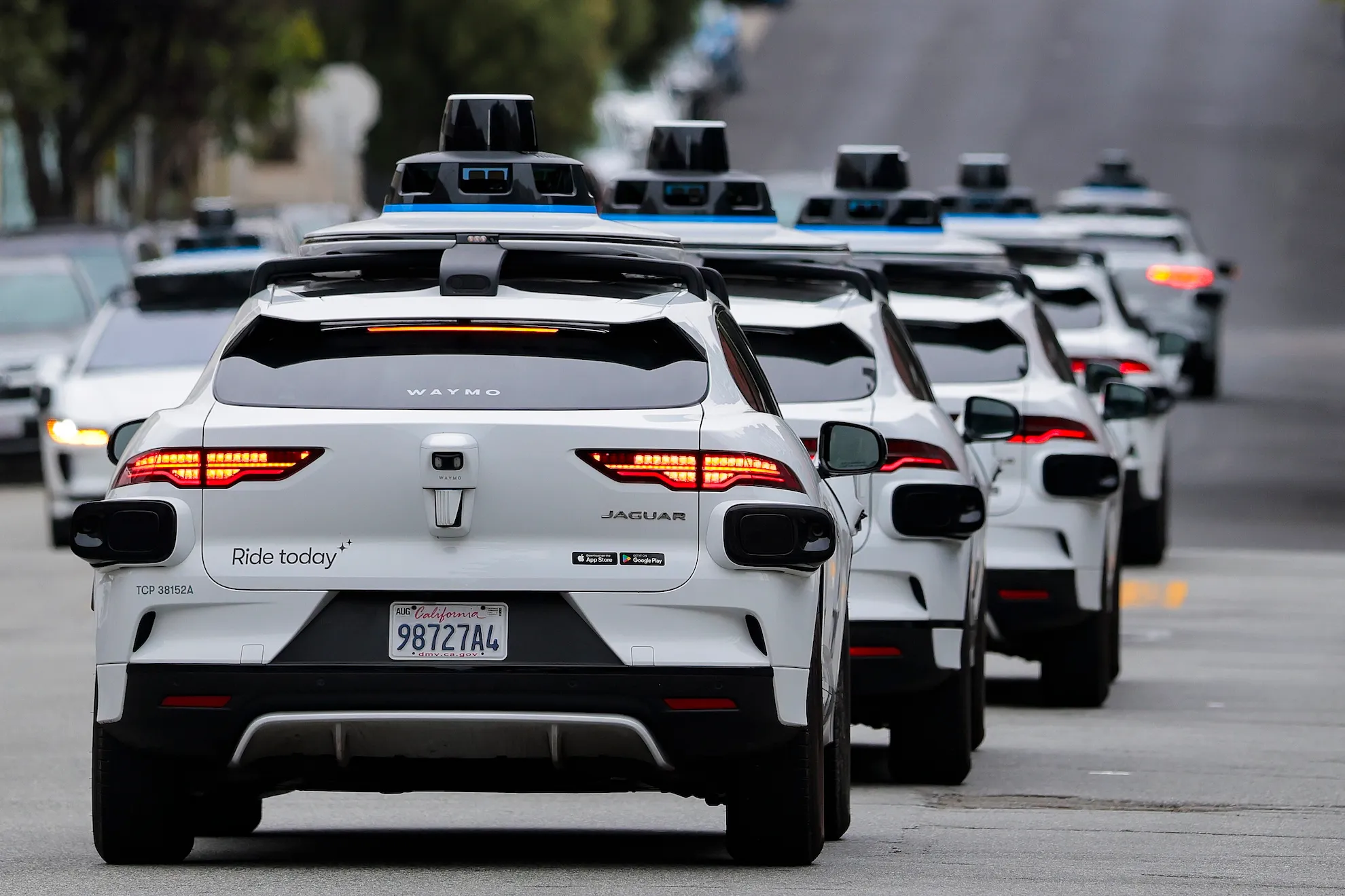 A Waymo autonomous vehicle on a San Francisco street.