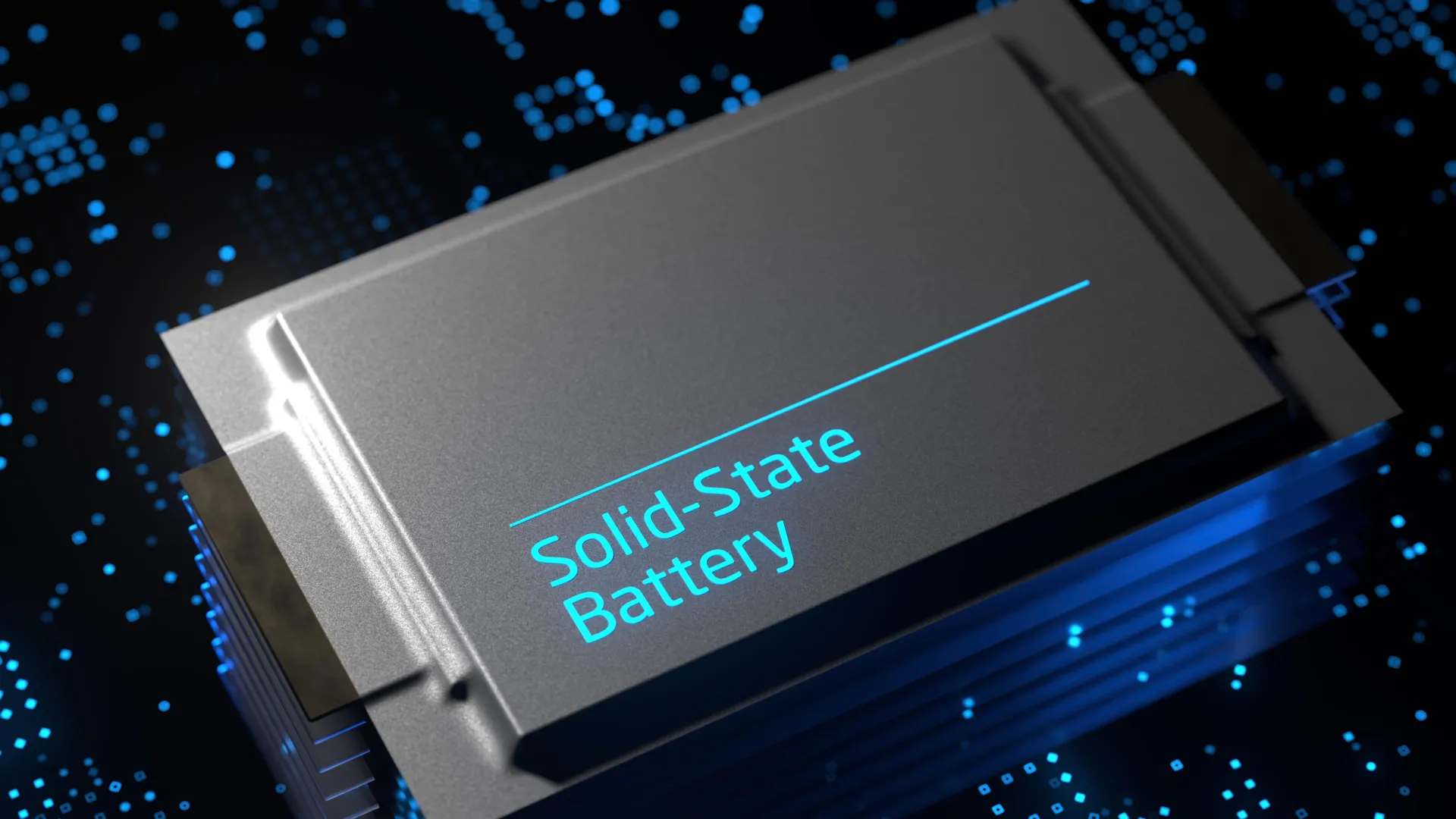 Conceptual image of solid-state battery technology.