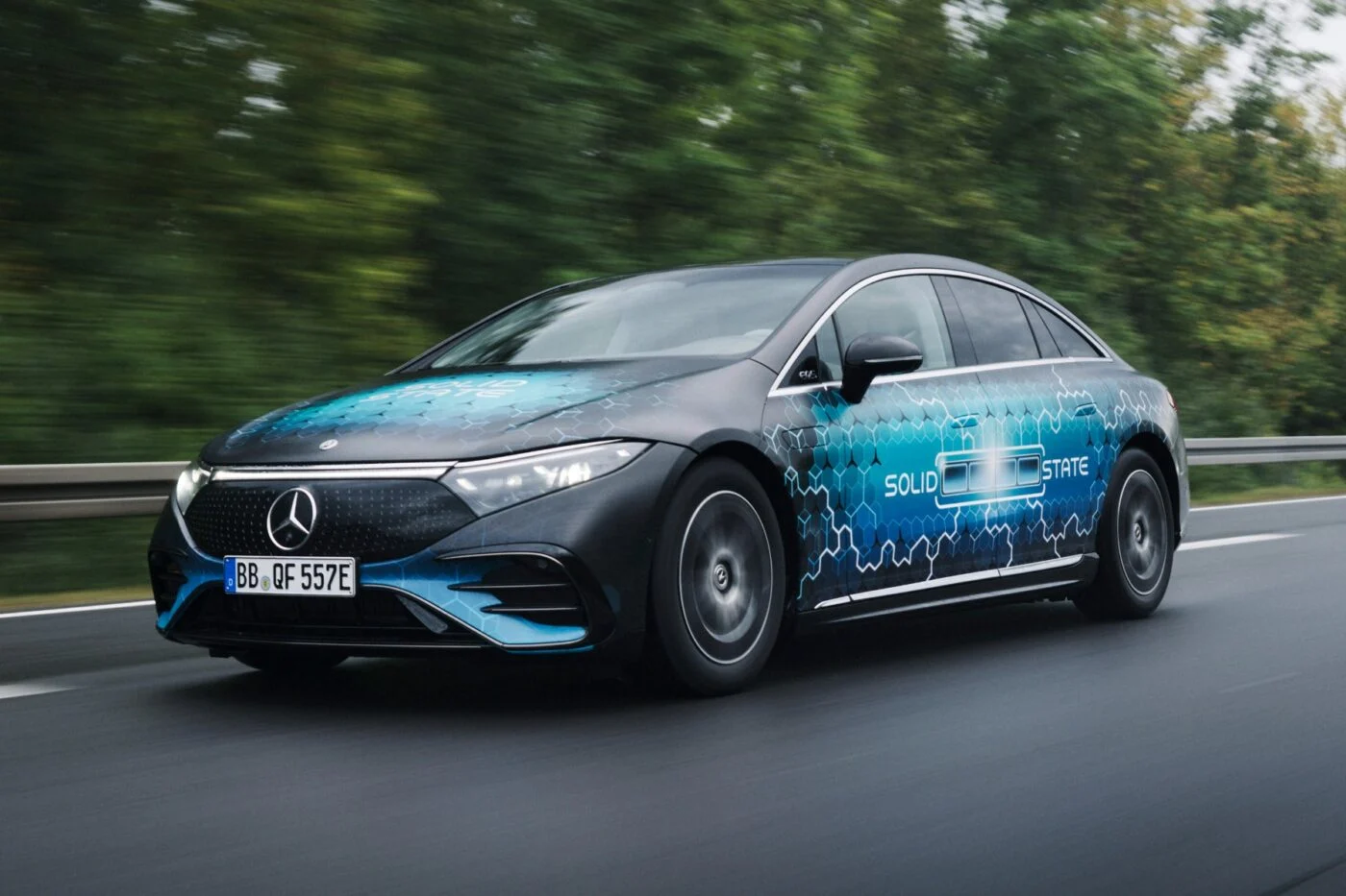 Mercedes-Benz EQS test vehicle equipped with Factorial Energy's solid-state battery.
