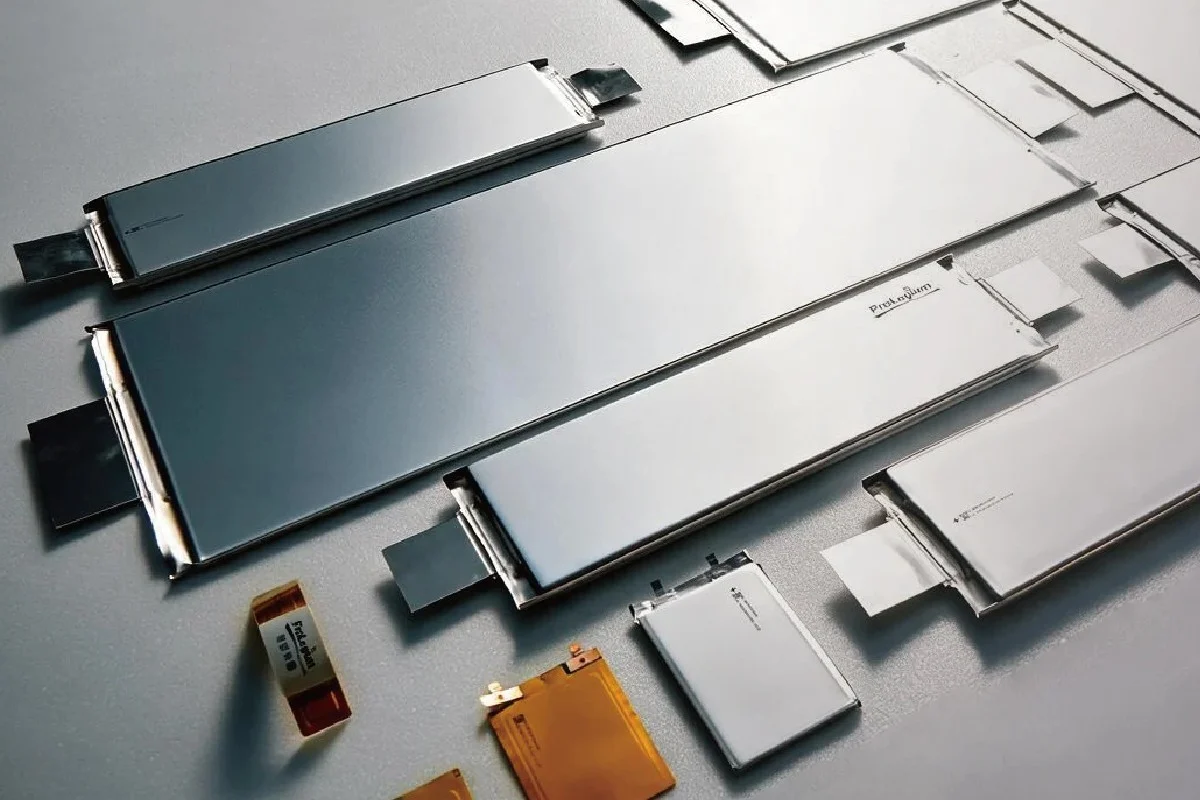 A display of ProLogium lithium ceramic battery cells in several formats.